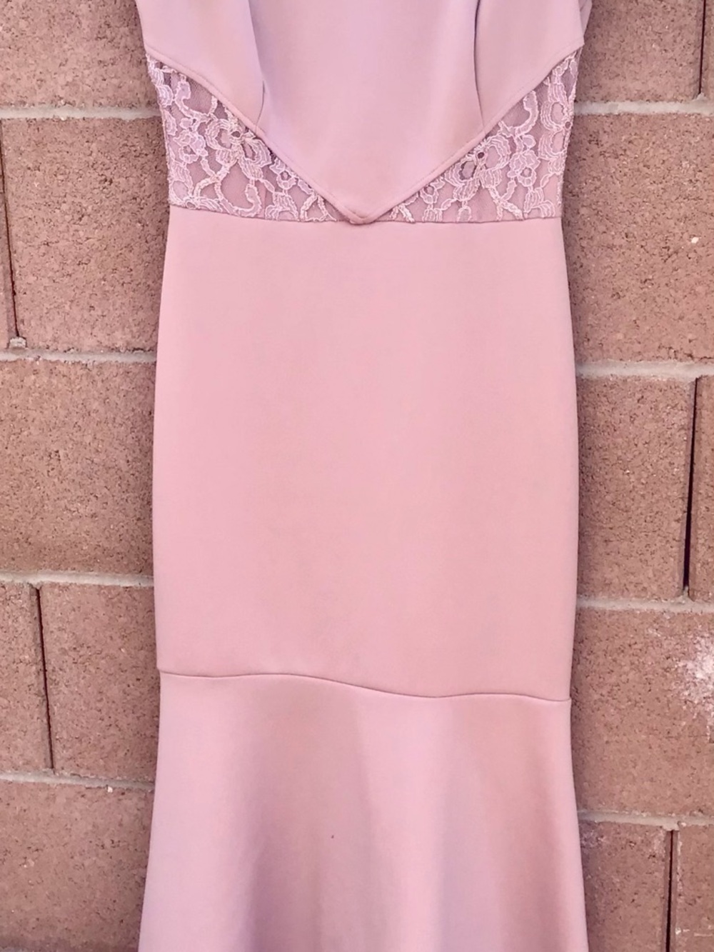 Enfocus Studio Blush Pink Lace Accent Maxi Dress